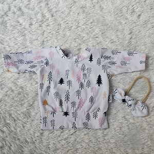 Patterned Baby Top and Headband Set